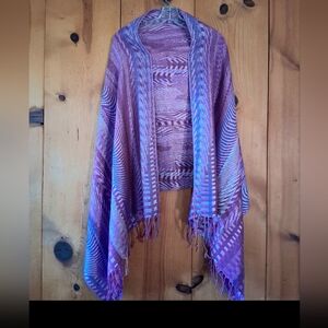 NWOT Susan Graver Purple and Blue Textured Shawl With Metallic Detail